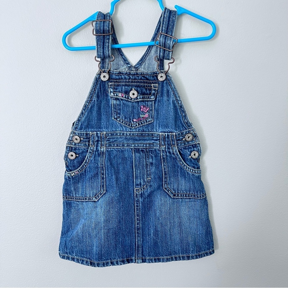 Osh Kosh B’Gosh vintage denim overall dress embroidered size 24 months